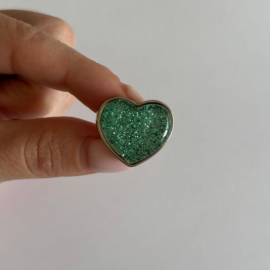 Coeur paillettes vert