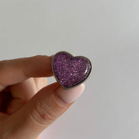 Coeur paillettes violet